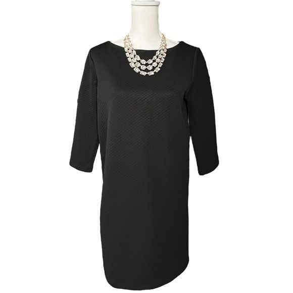 Daisy Fuentes Black Quilted Shift Dress | Size Medium - Picture 3 of 11